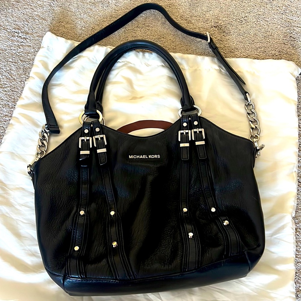 Michael Kors Black Leather Satchel Bag
